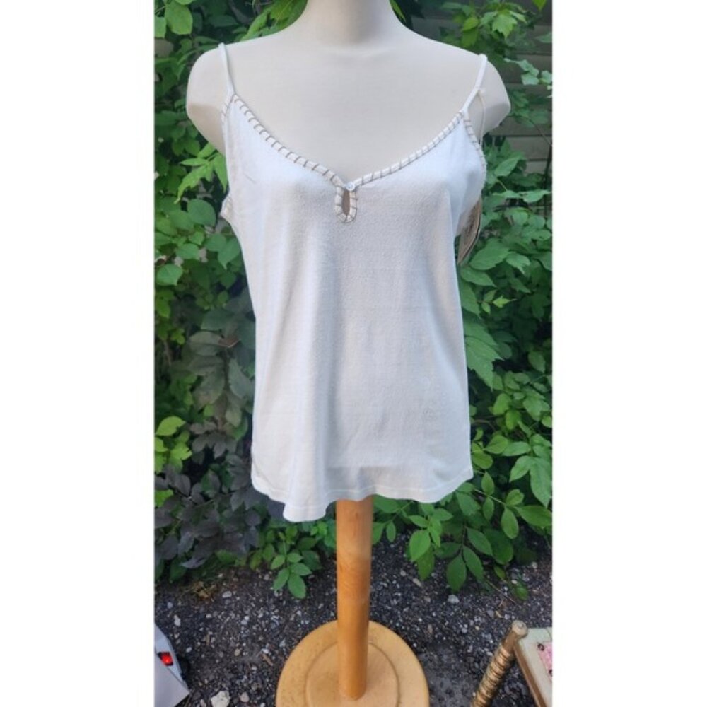 The Earth Collection‎ Silk Cotton Tank Top Sleeveless Ivory Cream XXL (fits xl)